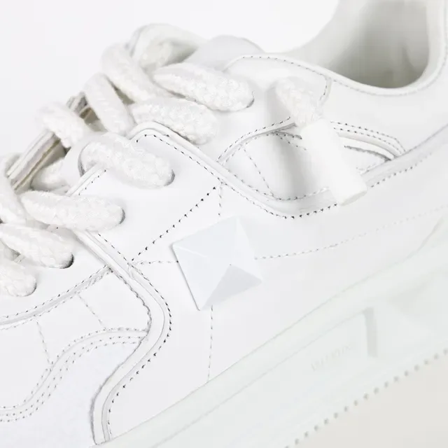 Valentino Rockstud All-White Leather Lifestyle Sneakers 6