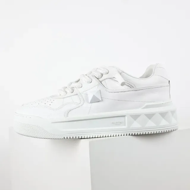 Valentino Rockstud All-White Leather Lifestyle Sneakers 9
