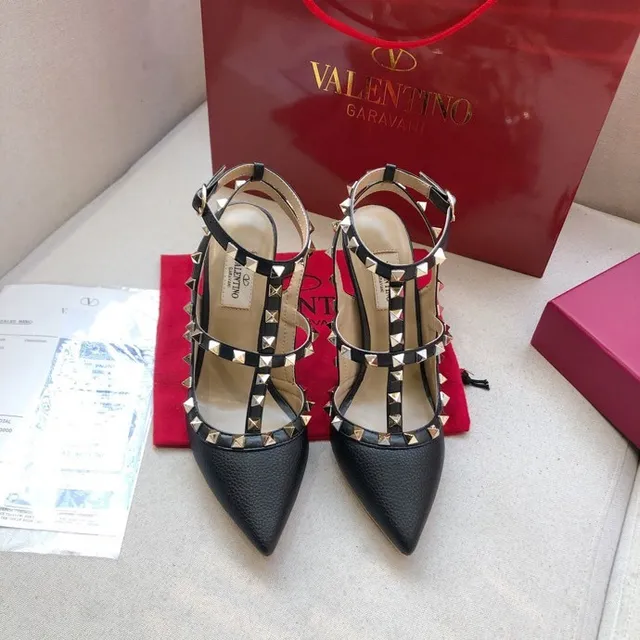 Valentino Rockstud Black Leather Studded Pointed-Toe Stilettos 6