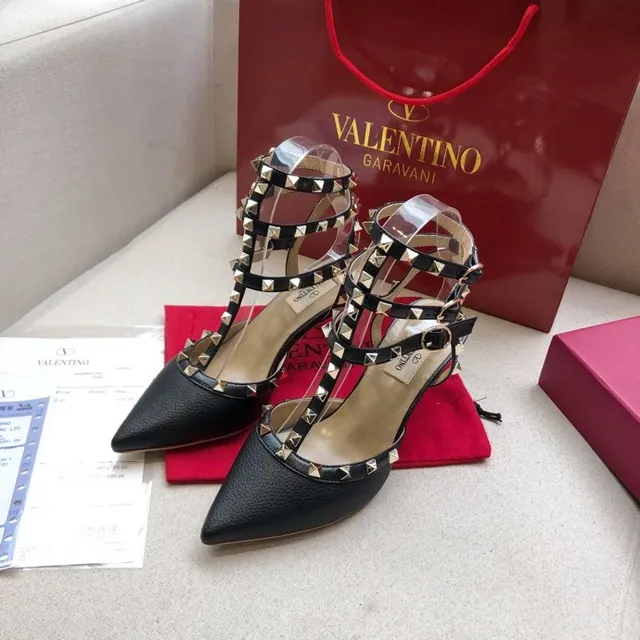 Valentino Rockstud Black Leather Studded Pointed-Toe Stilettos 8
