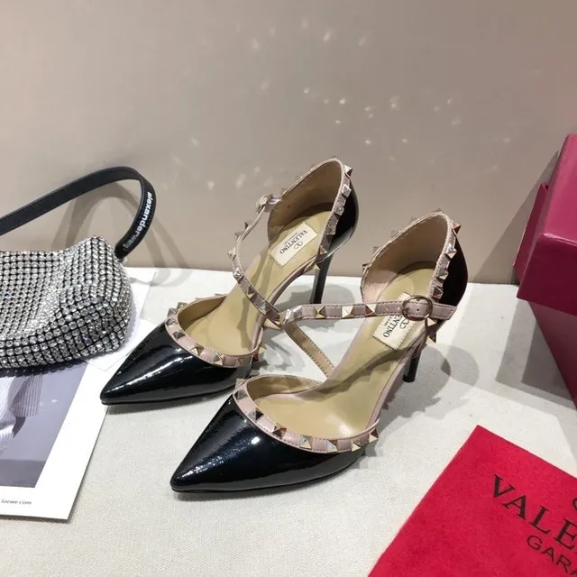 Valentino Rockstud Black Patent and Nude Stud-Embellished Stilettos 2