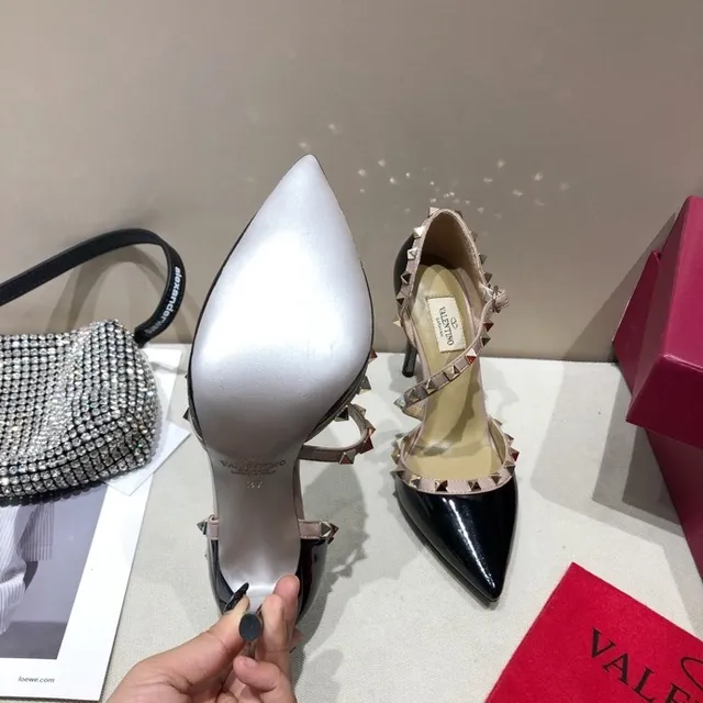 Valentino Rockstud Black Patent and Nude Stud-Embellished Stilettos 3