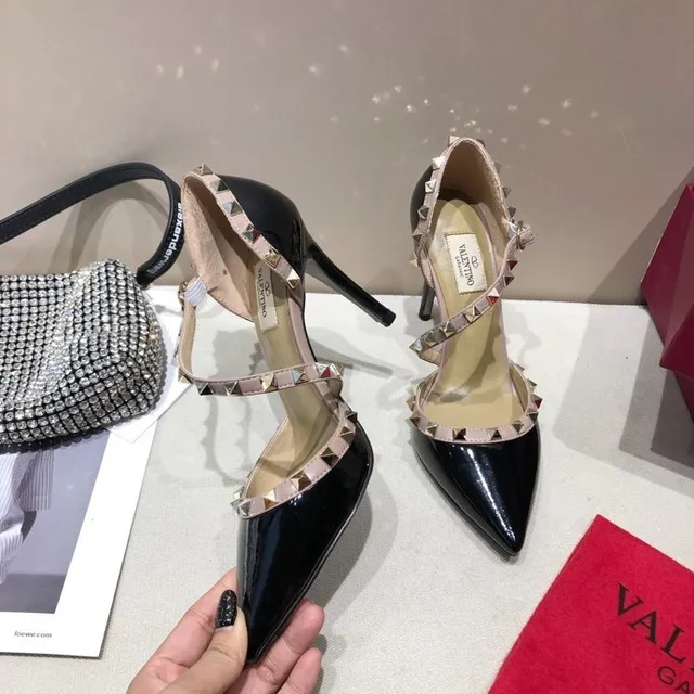 Valentino Rockstud Black Patent and Nude Stud-Embellished Stilettos 4