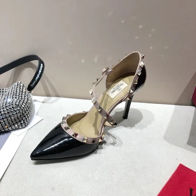 Valentino Rockstud Black Patent and Nude Stud-Embellished Stilettos 6