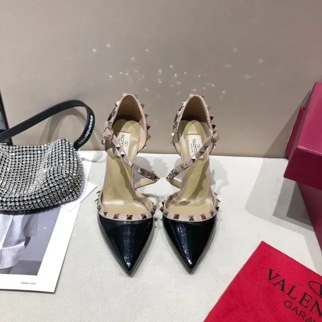 Valentino Rockstud Black Patent and Nude Stud-Embellished Stilettos 7