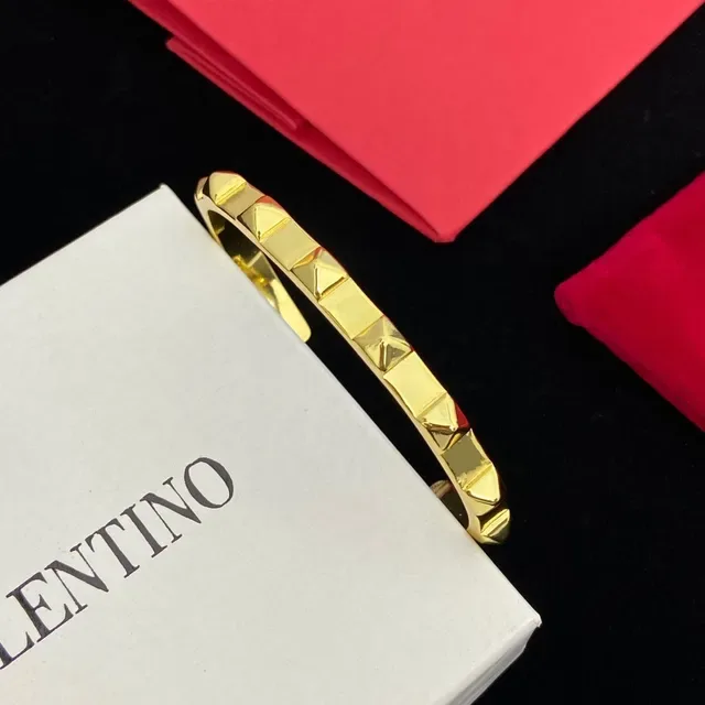 Valentino Rockstud Gold-Tone Pyramid-Studded Rigid Bangle Bracelet 3