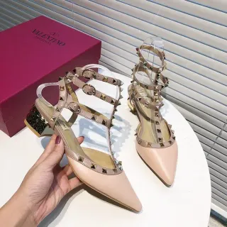 Valentino Rockstud Nude Studded Pointed-Toe Pumps