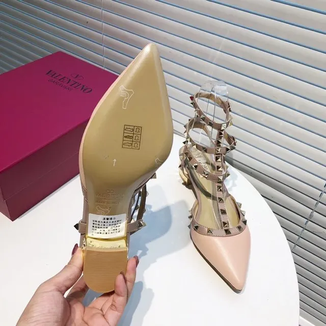 Valentino Rockstud Nude Studded Pointed-Toe Pumps 3