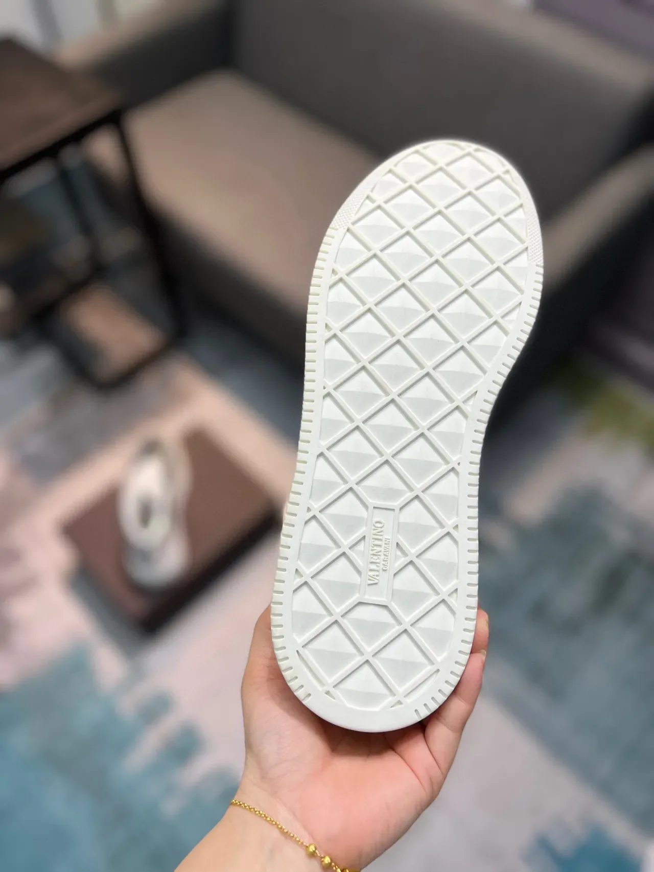 Valentino Rockstud Argent Blanc Métallique Chrome Partie Supérieure Silhouette Style de Vie Baskets 9