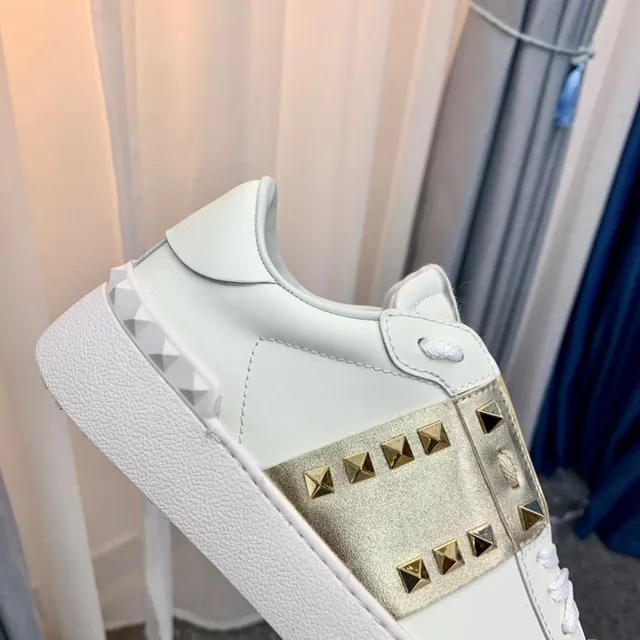 Valentino Rockstud Studded Metallic Strap White Lifestyle Sneakers 2