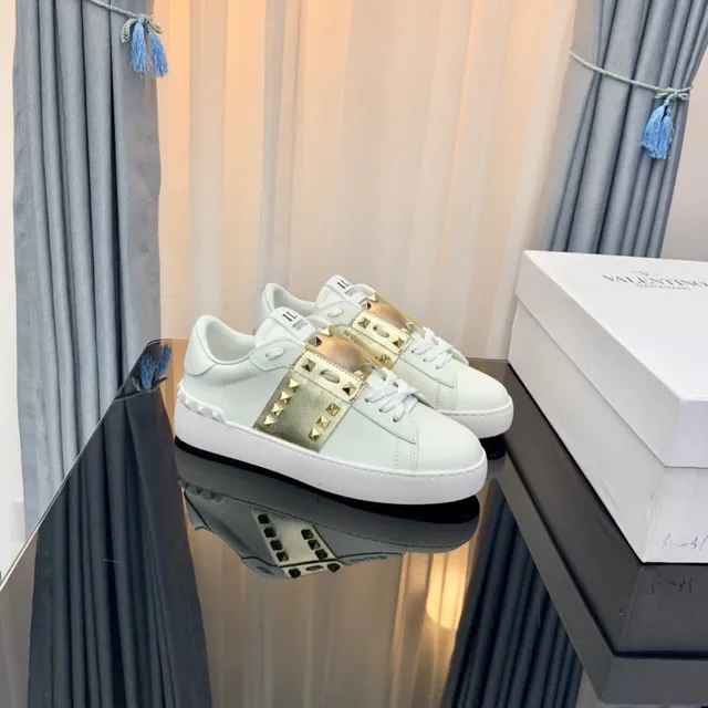Valentino Rockstud Studded Metallic Strap White Lifestyle Sneakers 3
