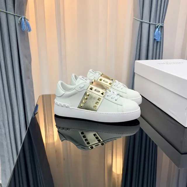 Valentino Rockstud Studded Metallic Strap White Lifestyle Sneakers 4