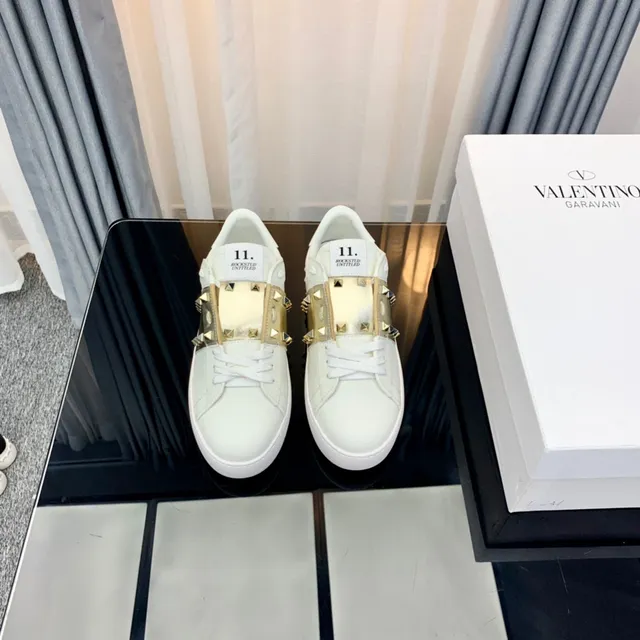 Valentino Rockstud Studded Metallic Strap White Lifestyle Sneakers 5