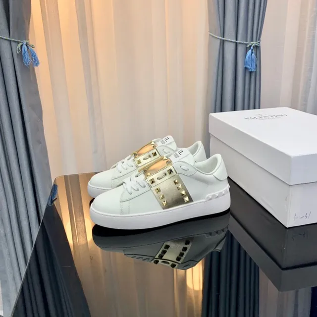 Valentino Rockstud Studded Metallic Strap White Lifestyle Sneakers 7