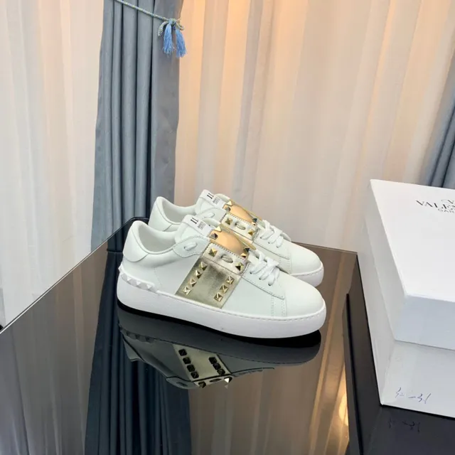 Valentino Rockstud Studded Metallic Strap White Lifestyle Sneakers 8