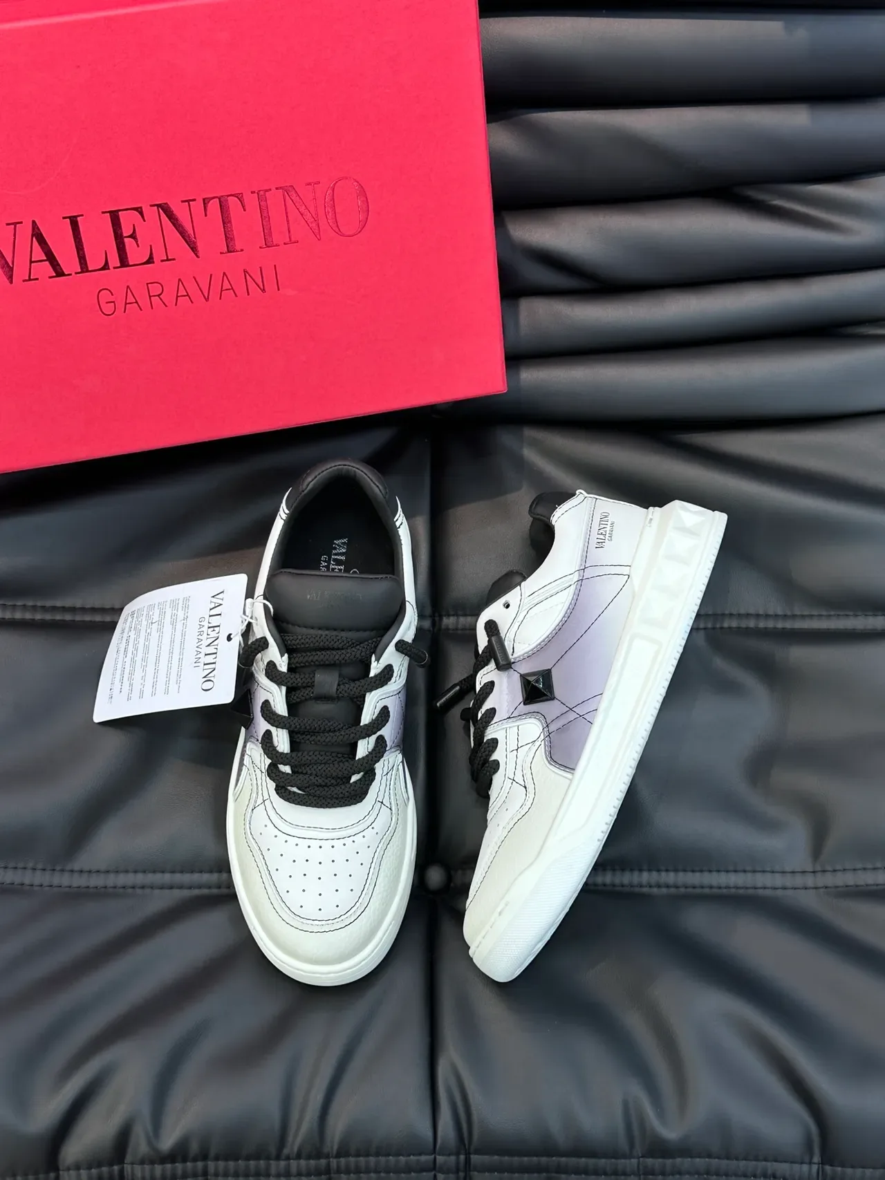 Valentino Rockstud White and Lavender Gradient Lifestyle Sneakers 4