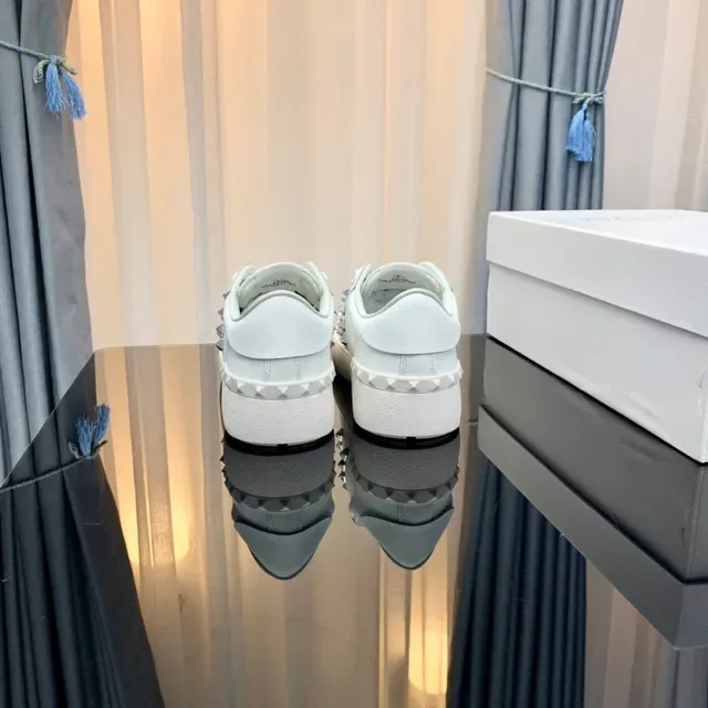 Valentino Rockstud Blanc et Argent Studded Plateforme Lifestyle Sneakers 5