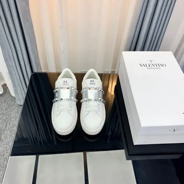 Valentino Rockstud Blanc et Argent Studded Plateforme Lifestyle Sneakers 6