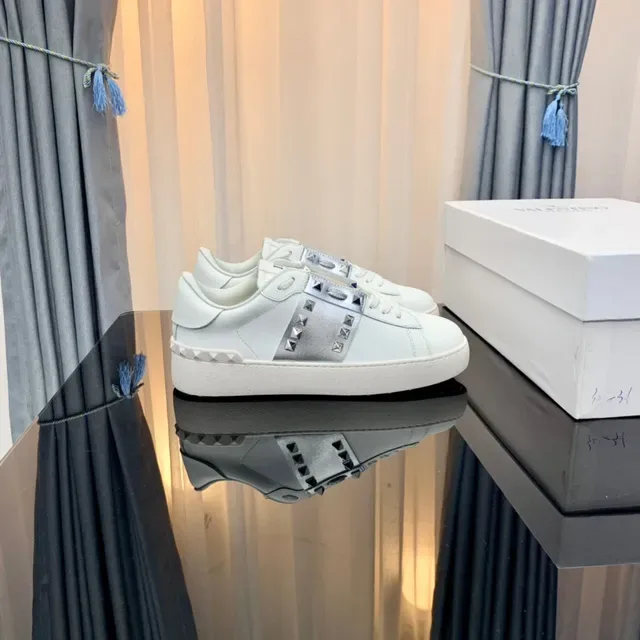Valentino Rockstud Blanc et Argent Studded Plateforme Lifestyle Sneakers 8