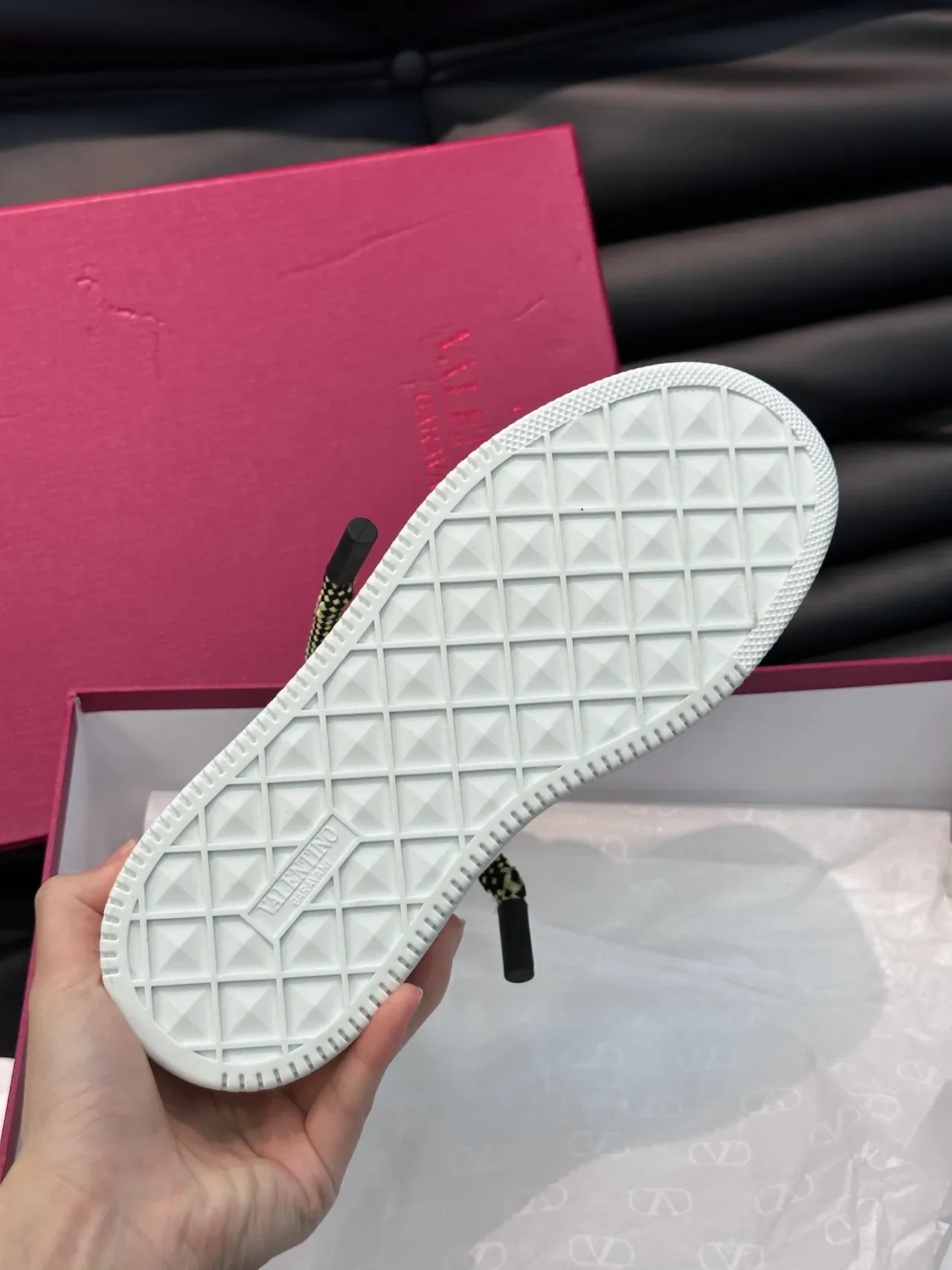 Valentino Rockstud White and Yellow Chunky Sneakers 2
