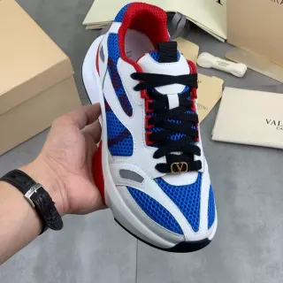 Valentino Rockstud White Blue Sole Honeycomb Mesh Panels Chunky Sneakers