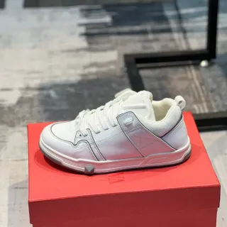 Valentino Rockstud White Silver Leather Upper Piping Detail Lifestyle Sneakers