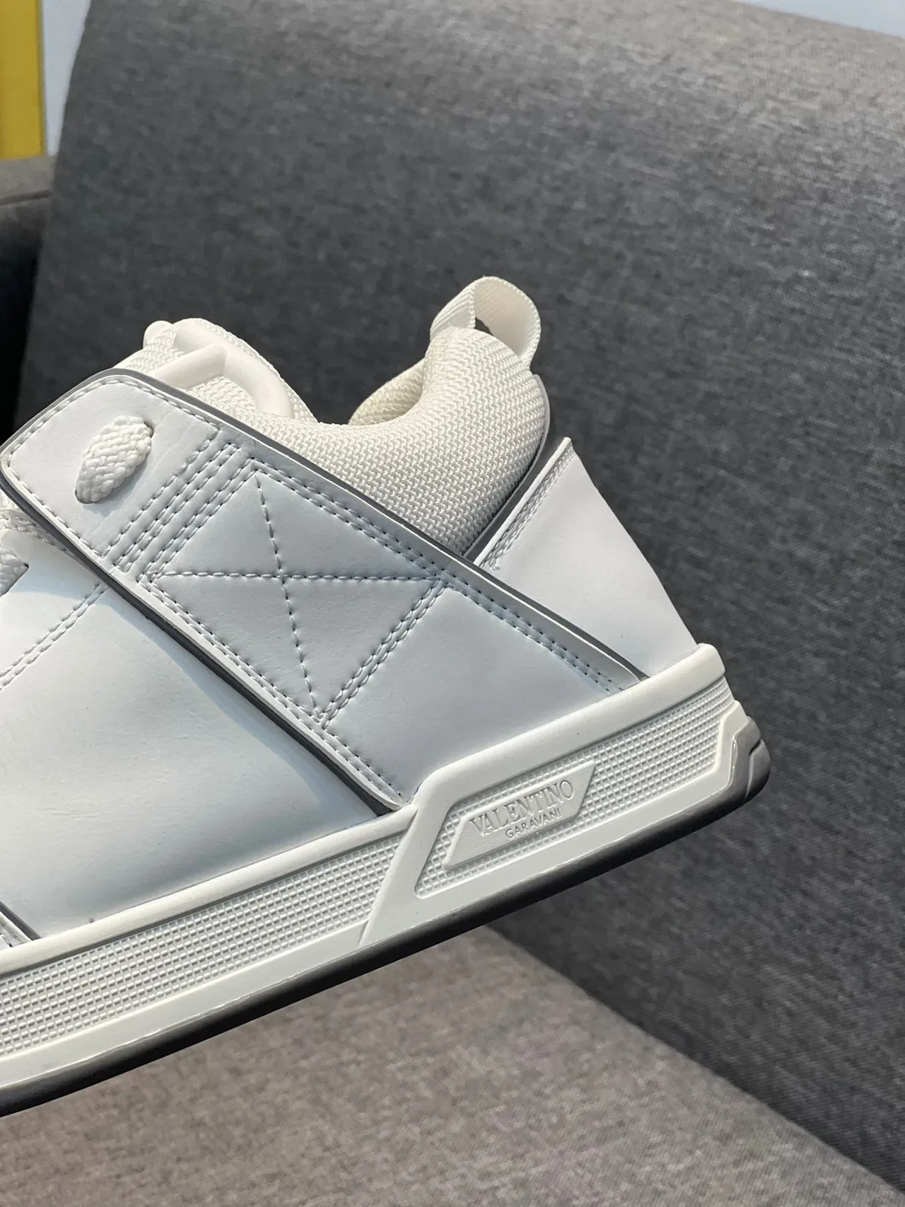 Valentino Rockstud White Silver Leather Upper Piping Detail Lifestyle Sneakers 8