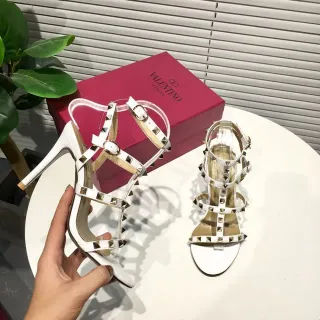 Valentino Rockstud White Studded Gladiator Stilettos