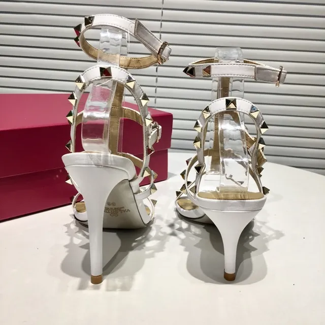 Valentino Rockstud Saltos Stilettos Gladiator Brancos com Studs 2