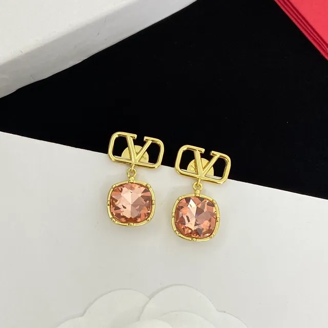 Valentino VLogo Boucles d'Oreilles de Cristal Faceté Pendantes 2