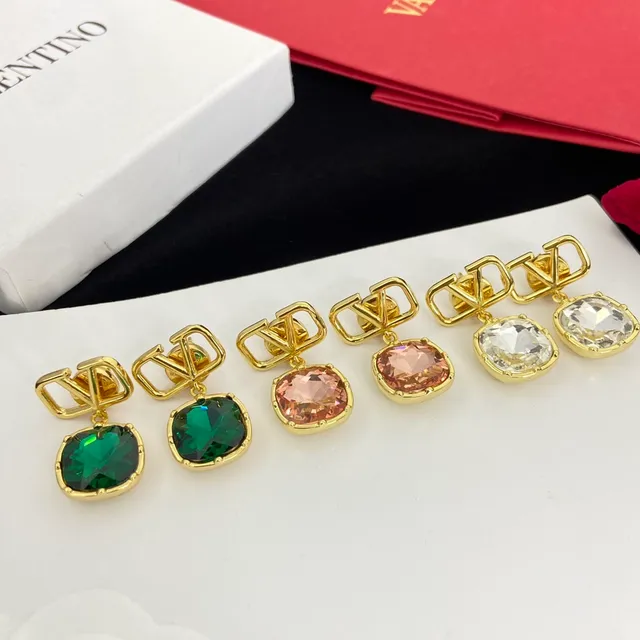 Valentino VLogo Boucles d'Oreilles de Cristal Faceté Pendantes 3