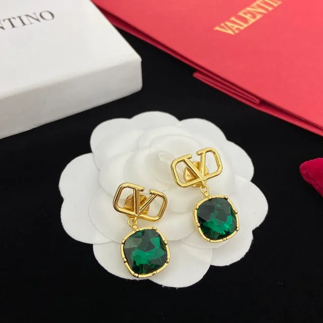 Valentino VLogo Boucles d'Oreilles de Cristal Faceté Pendantes 6
