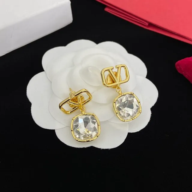Valentino VLogo Boucles d'Oreilles de Cristal Faceté Pendantes 7
