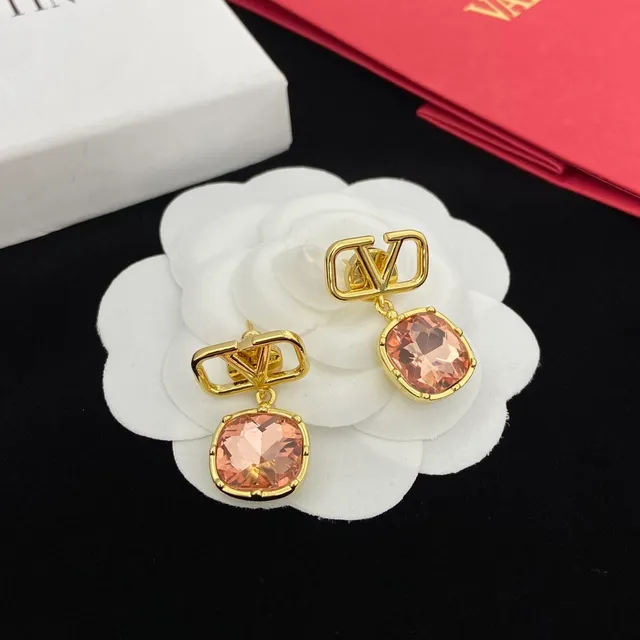 Valentino VLogo Boucles d'Oreilles de Cristal Faceté Pendantes 8