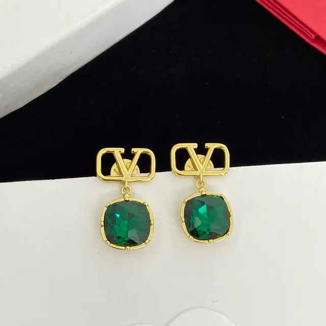 Valentino VLogo Boucles d'Oreilles de Cristal Faceté Pendantes 9