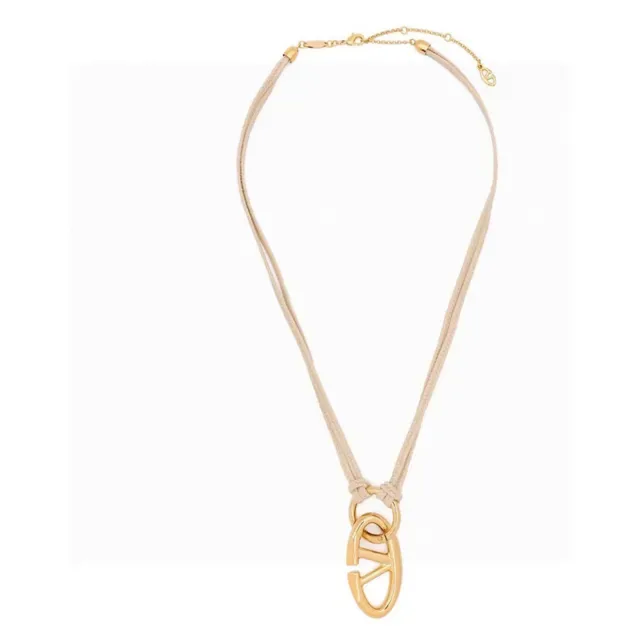Collier Valentino VLogo Pendentif Chaîne Corde Tordue Or Noir 5