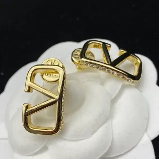 Valentino VLogo Pavé Crystal Gold-Tone Clip-On Earrings