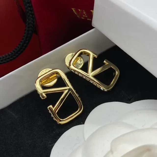 Valentino VLogo Pavé Crystal Boucles d'oreilles Clip-On Doré 4