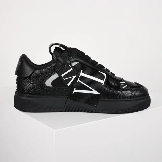 Valentino VLTN Tênis Lifestyle de Couro Preto Texturizado 7