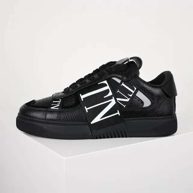 Valentino VLTN Tênis Lifestyle de Couro Preto Texturizado 9