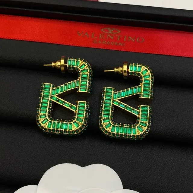Valentino VLTN Créoles Géométriques à Pierres Baguette 4