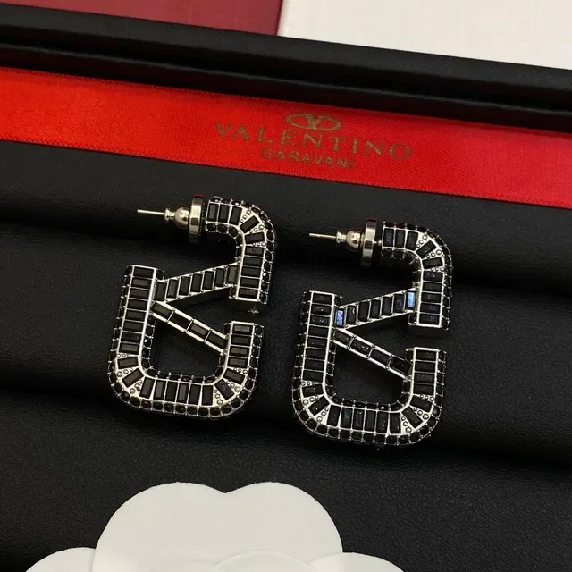 Valentino VLTN Créoles Géométriques à Pierres Baguette 5