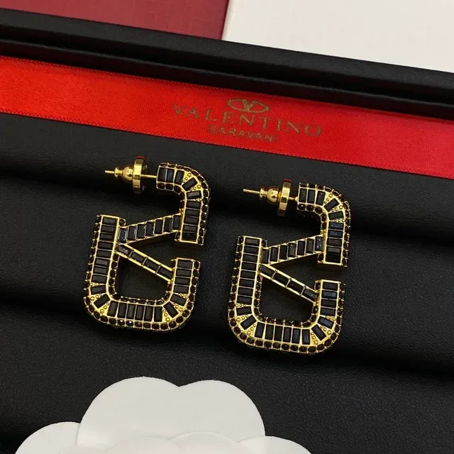 Valentino VLTN Créoles Géométriques à Pierres Baguette 6