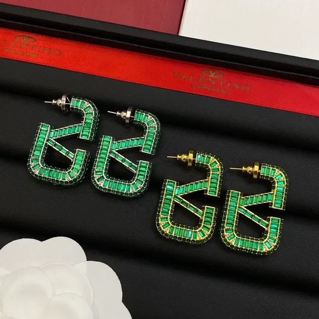 Valentino VLTN Créoles Géométriques à Pierres Baguette 8