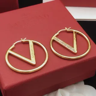Valentino VLTN Gold-Tone Crystal Bar Hoop Earrings