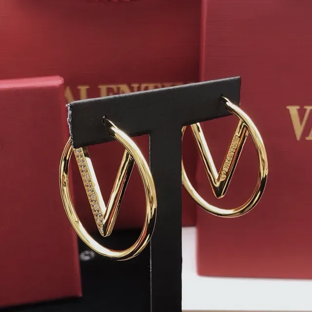 Valentino VLTN Boucles d'oreilles Hoop Cristal Doré 2