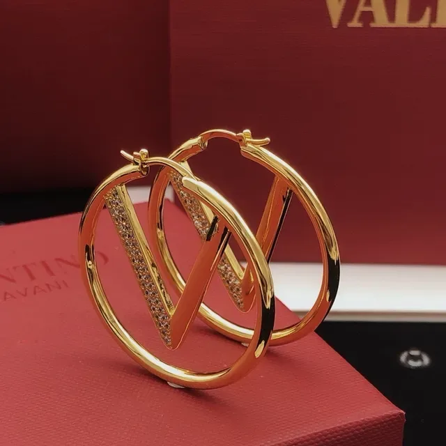 Valentino VLTN Boucles d'oreilles Hoop Cristal Doré 8
