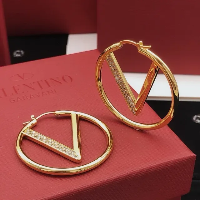 Valentino VLTN Boucles d'oreilles Hoop Cristal Doré 9