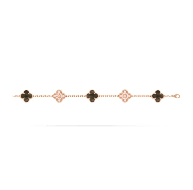 Van Cleef & Arpels Alhambra Cinq Motif Or rose Mère-de-perle et Diamant Bracelet 2