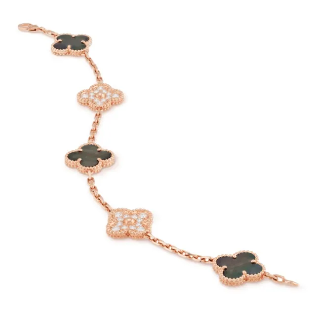 Van Cleef & Arpels Alhambra Cinq Motif Or rose Mère-de-perle et Diamant Bracelet 3
